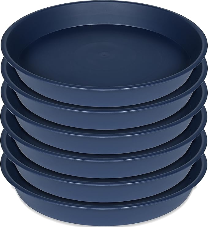 2 Pack of 20 21 inch Plant Saucer Round, Deep Plant Saucers for Pots, Heavy Duty Plastic Plant Drip Tray for Indoors Outdoor, Bird Bath Bowls, Plant Trays for Planter 19-22" (21 inch, Blue)