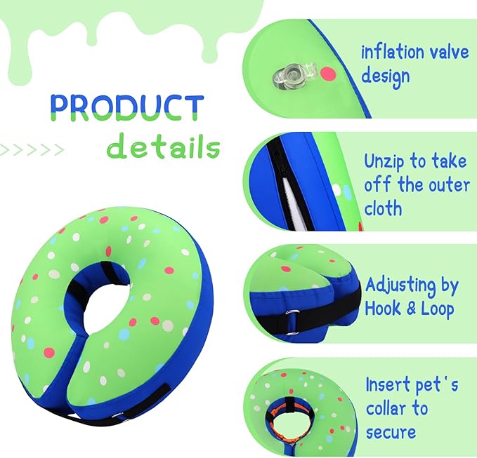 Supet Inflatable Dog Cone Collar for Small Dogs Puppies Cats, Soft Dog Cone Alternative After Surgery for Puppies Cats to Stop Licking