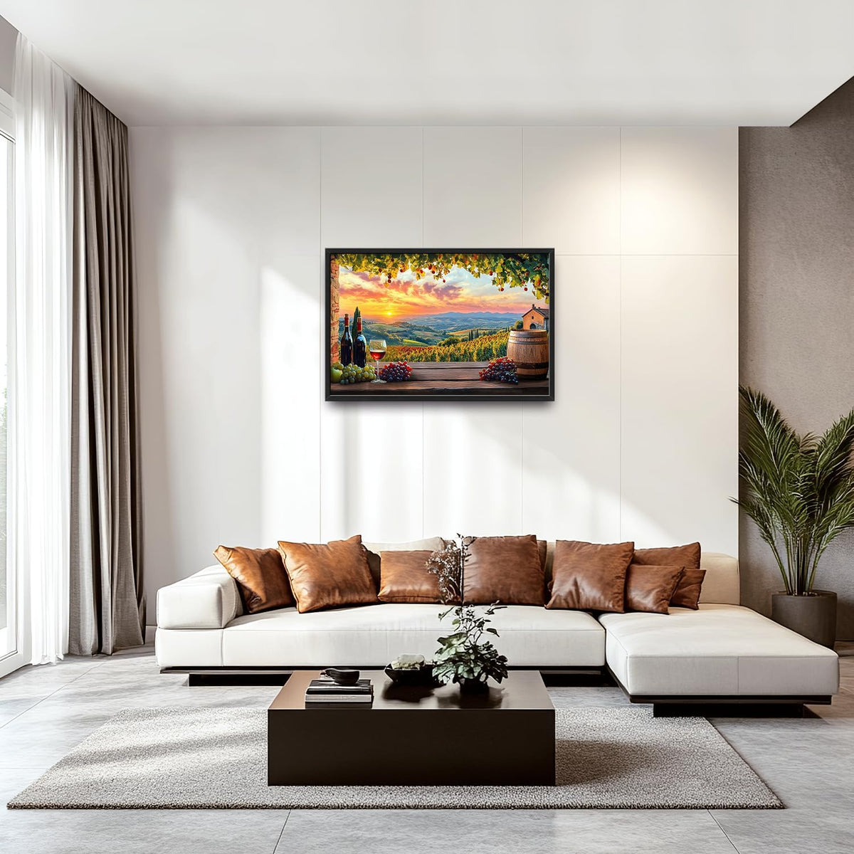 Large Sunrise Landscape Wall Art for Living Room, Sunset Scenery Canvas Oversized Wall Decor for Dining Room, Aesthetics Framed Pictures Painting Print Artwork for Bedroom Office 36L" x 24W"