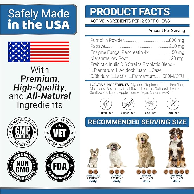 YUMA'S 2 Pack Probiotics for Dogs and Digestive Enzymes - Dog Probiotics Chews - Dog Probiotic - Anti Diarrhea, Upset Stomach & Gas Relief, Constipation, Canine Prebiotic - Pet Fiber Supplement