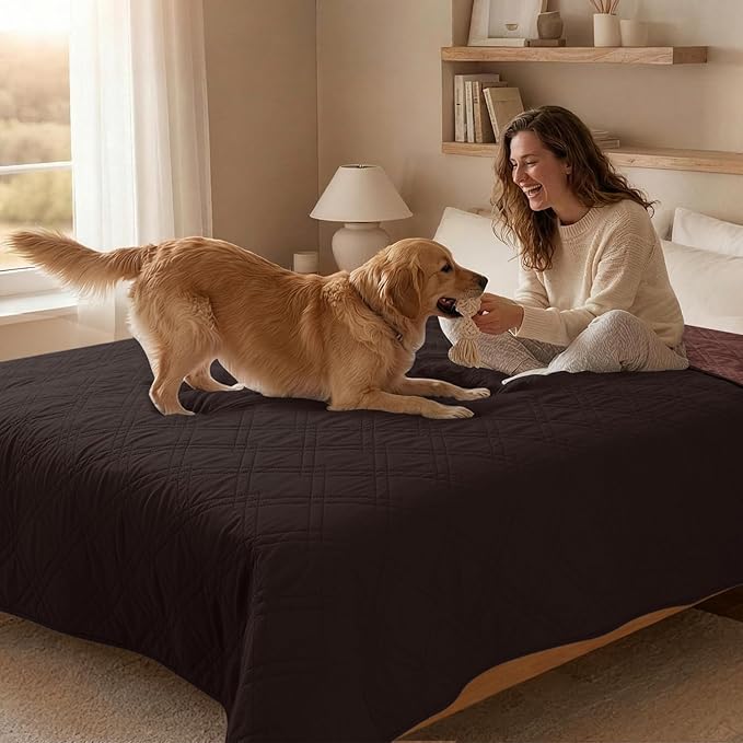 100% Waterproof Dog Couch Protector, Triple-Layer Waterproof Dog Bed Cover Pet Blanket Reversible 2-Tone Sofa Shield, Non-Slip Furniture Guard for Pets(35×71 Inch, Chocolate+Coffee)