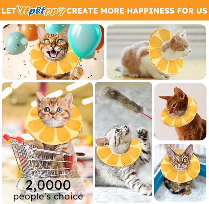 Cat Cone Collar Soft, Waterproof Cat Recovery Collar for Wound Healing Cute Cat Donut Adjustable Cat Cones to Stop Licking Comfortable Neck Elizabethan Collars for Cats Kittens After Surgery