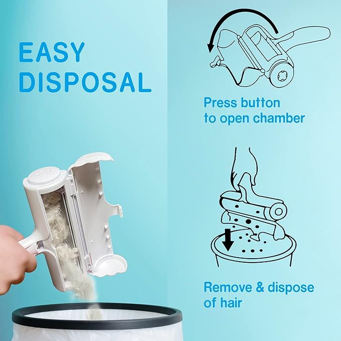 Pet Hair Remover - Reusable Cat and Dog Hair Remover for Furniture, Couch, Carpet, Clothes, Car Seats or Bedding - Portable Lint Rollers, Self-Cleaning Base Dog and Cat Fur Removal Tool