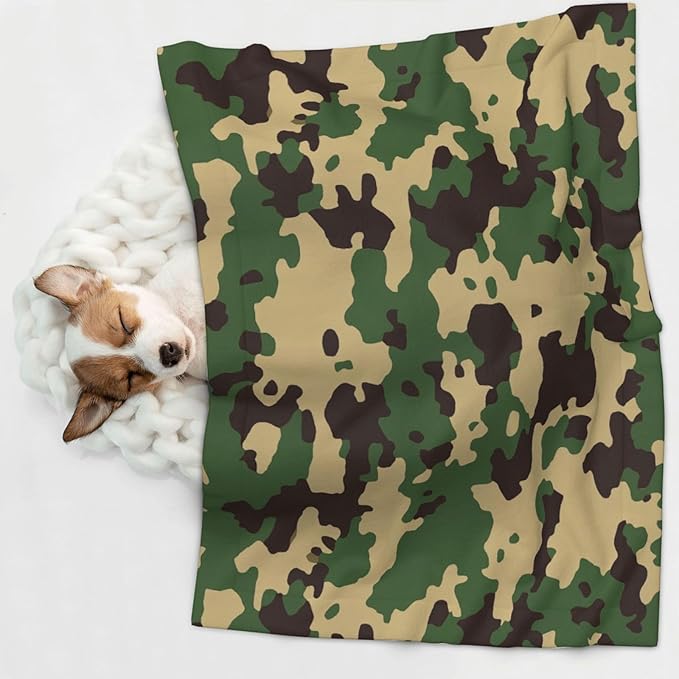 Cat Dog Blanket Camouflage Pattern Green Black Ultra Soft Warming Mat for Indoor Pet Beds Furniture 27.6 X 19.7inch