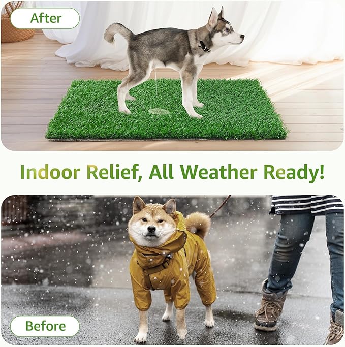 LOOBANI Dog Grass Pee Pads, Artificial Dog Grass Pads for Potty Tray, Fake Grass for Dogs to Pee On, Outdoor Indoor Pee Grass for Dog Potty (18*28 inch)