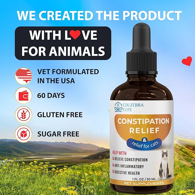 Cat Constipation Relief, Constipation Relief for Cat, Cat Laxative Constipation Relief, Cat Stool Softener, Cat Laxative, Promotes Digestive Health.