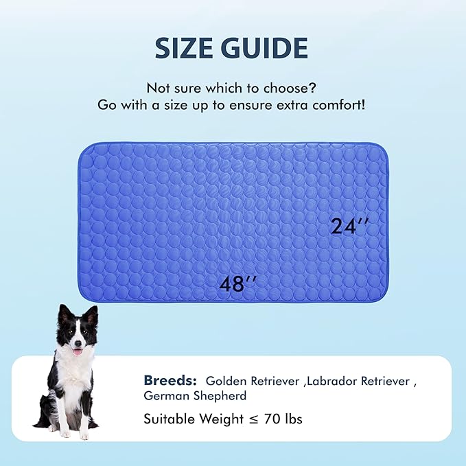 MICROCOSMOS Summer Cooling Mat & Sleeping Pad- Water Absorption Top, Materials Safe, Easy Carry, EZ Clean. Keep Cooling for Pets, Kids and Adults.(Navy Blue, 48" x24")