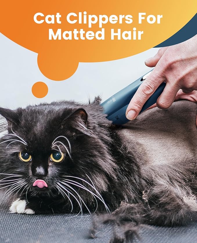 oneisall Quiet Pet Clippers, Cat Clippers for Matted Hair, Cordless Cat Hair Trimmer for Paw, Waterproof Pet Trimmers for Cats, Pet Shaver for Dogs and Cats