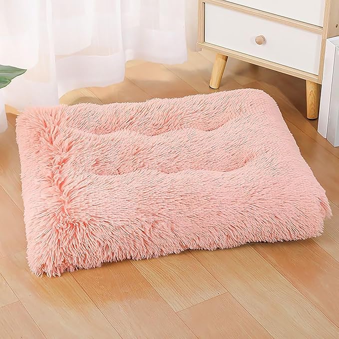 Dog Crate Mat, Dog Bed for Large Dogs, Comfy Fluffy Kennel Pad Anti-Slip for Dog beds & Furniture, Quilted Dog Bed for Pets for Medium/Small Dogs Cats (Color : Apricot, Size : 16.9x11)