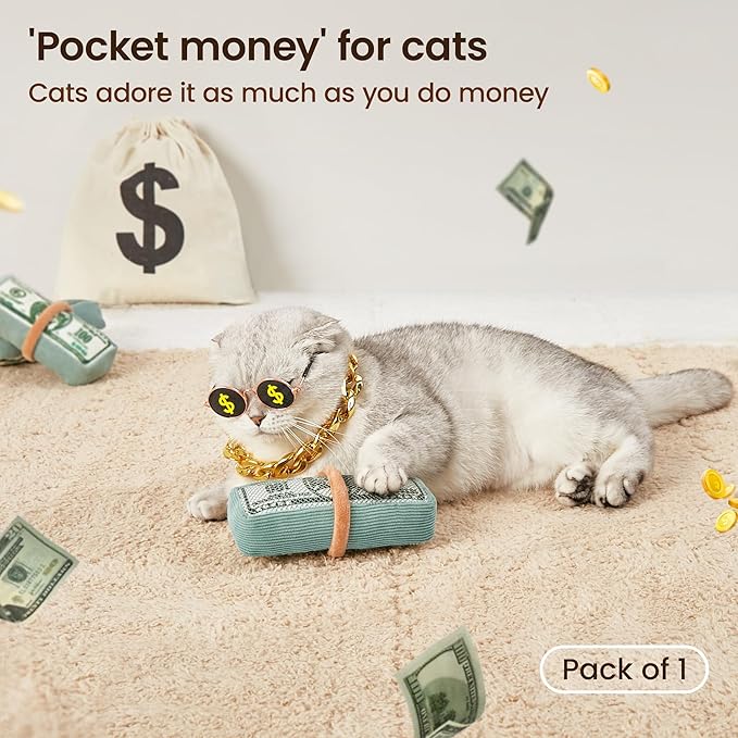 Potaroma Cat Toys US-Dollar Catnip Crinkly Sound Toy, Mesh Fabric for Teeth Cleaning, Interactive Kicker Toys for Indoor Kitten Exercise 6.0 Inches for All Breeds