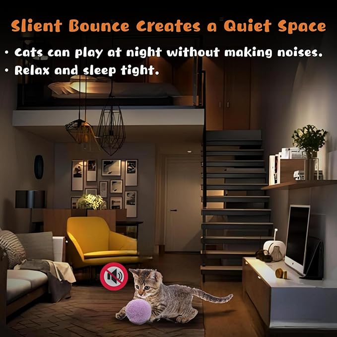 Low Noise Interactive Cat Ball Launcher Gun, 1 Noise-Reduced Launcher (New Upgraded), 20 Pcs Colorful Silent Plush Pom Pom Balls (1.2 inches), with 4 Pcs Cat Spring Toy