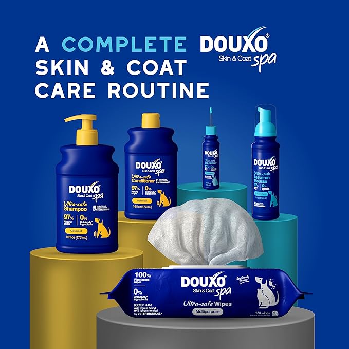 DOUXO® Skin & Coat SPA - Ultra-Safe Dewaxing Ear Cleaner for Dogs and Cats, 4.1 fl oz, Safely Cleans and Dewaxes The Ear, Skin-Friendly Formula