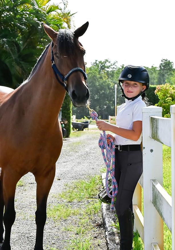 FitsT4 Sports Girls Riding Pants Full Seat Kids Equestrian Breeches Stretchy Youth Horse Schooling Tights Zipper Pockets