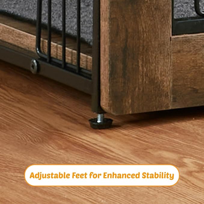 Dog Kennel Furniture, Wooden Dog Crate End Table, Heavy Duty Dog Crate, Decorative Pet Crate Dog Cage for Large Indoor Use (Rustic Brown) 27" L×20" W×23" H