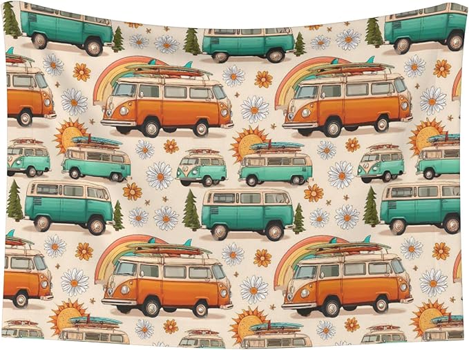 Waterproof Dog Blanket Soft Pet Blanket for Puppy Cat, Fleece Cat Throw Blankets for Furniture Bed Couch Sofa Reversible - Camp Van 3