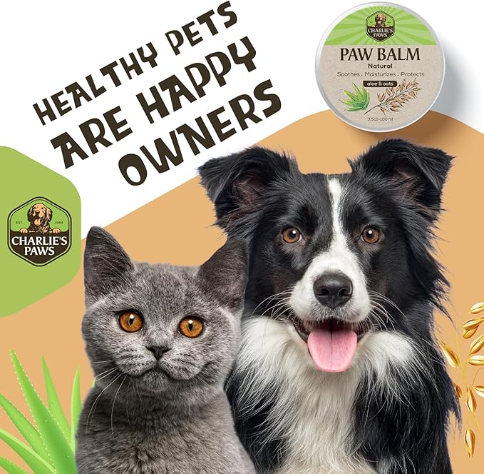 Paw Balm for Dog and Cat Paw Pad Balm Dog Nose Balm Cat Butter Paw Moisturizer Wax for Dog Pet Puppy Protect Dry Cracked Paw Foot Heals Restores Paw Elbows with 100% Natural Oil Aloe & Oats 3.5 Oz
