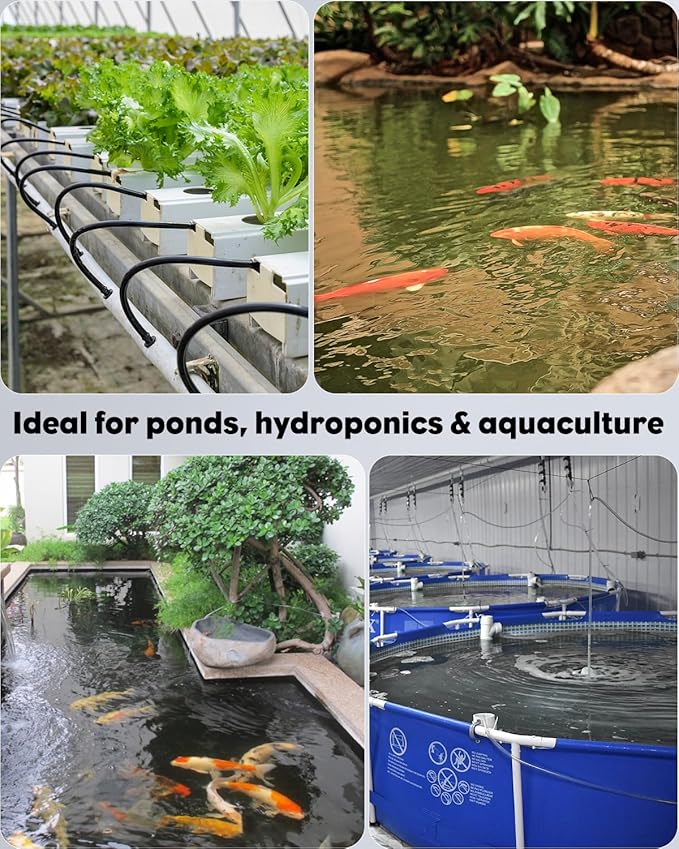 Pawfly Pond Air Pump Outdoor Oxygen Pump for Fish Koi Ponds 3000 to 10000 Gallons Adjustable Pond Garden Aerator Pump Kit with Airline Tubing Control Lever Valves Air Stones and Check Valves