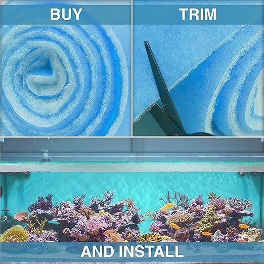 Big Kahuna Aquarium Filter Floss Rolls – 12-inch Pond and Aquarium Filter Media – 1-inch Thick Wet/Dry Aquarium Filter Pad – Bonded Filter Media Pad for Freshwater or Marine Aquariums, Ponds – 5ft