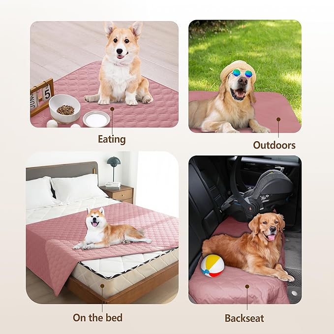 gogobunny 3X Stronger Waterproof Pet Blanket, Scratch Proof Furniture Protector for Dogs Cats, Reversible Cover 40x50 Inch, Dark Pink/Light Pink