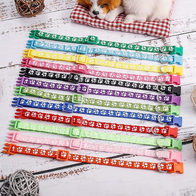 12 Pack Puppy Collars for Litter, Adjustable Puppy ID Collars Soft Nylon Whelping Collars for Newborn Litter Pets Medium