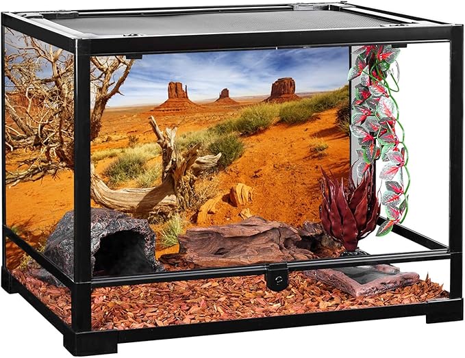 AWERT 48x18 inches Reptile Habitat Background Orange Desert Terrarium Background Durable Polyester Background
