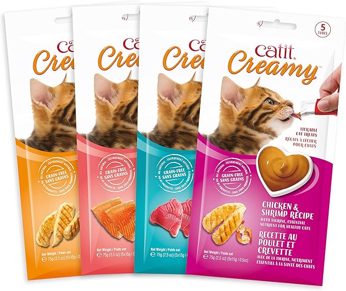 Catit Creamy Lickable Cat Treat – Hydrating and Healthy Treat for Cats of All Ages - Tuna, 5-Pack