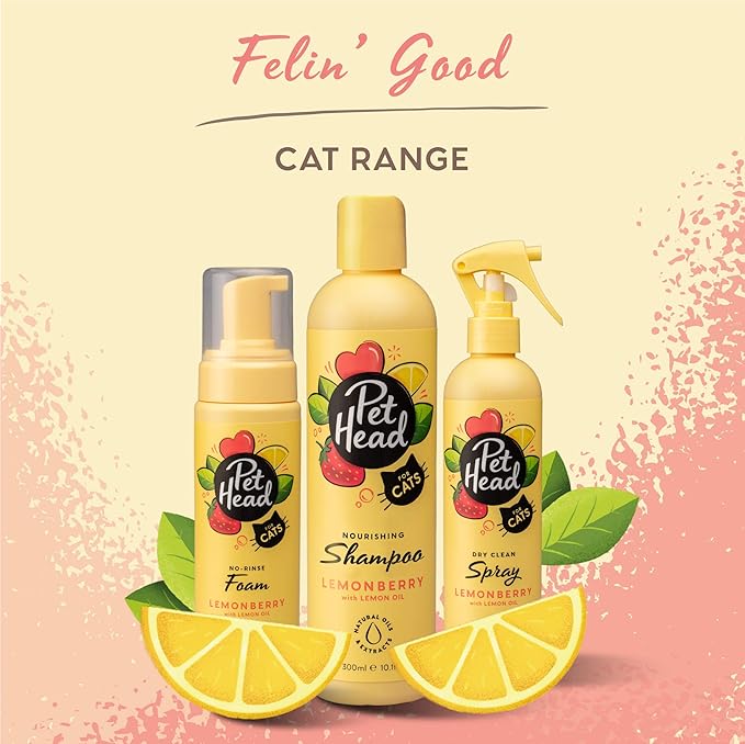 Pet Head Felin' Good Cat Shampoo | Fruity Scent | Shampoo for Smelly Cats | Nourishing & Deodorizing | Vegan | Lick-Safe | Gentle Formula for Kittens | Made in USA | 10.1 fl. oz.