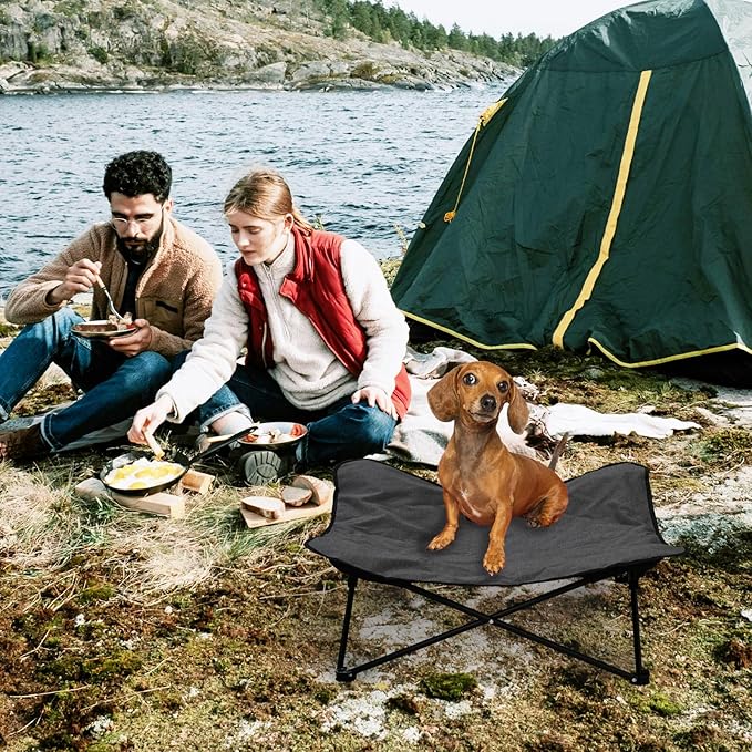 Elevated Dog Bed, Portable Raised Pet Cot for Outdoor and Indoor Folding Dog Cot Bed with Comfortable Padded Filling Carrying Bag Included Pet Raised Travel Lounger for Camping Traveling (28x28x8inch)