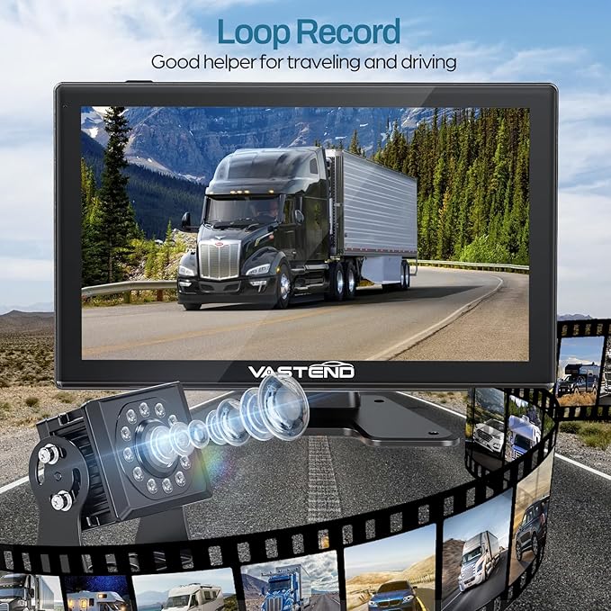 Truck Camera System Kit, Backup Camera with 10” Touch Monitor & 4 Cameras, 1080P IR Night Vision Rear View Camera for Bus, Semi-Truck, Trailer, RV, Camper, Included 64GB Card