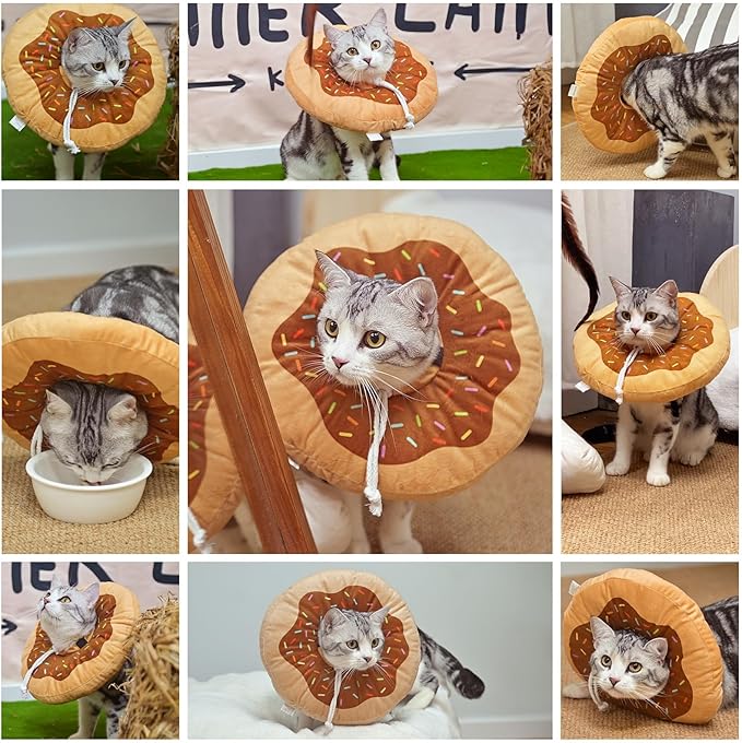 BEAUTYZOO Cat Cone Collars Soft, Cat Recovery E Collars After Surgery to Stop Licking, Adjustable Elizabeth Circle Collar Cute Pet Donut Pillow for Cats Kitten Small Dogs