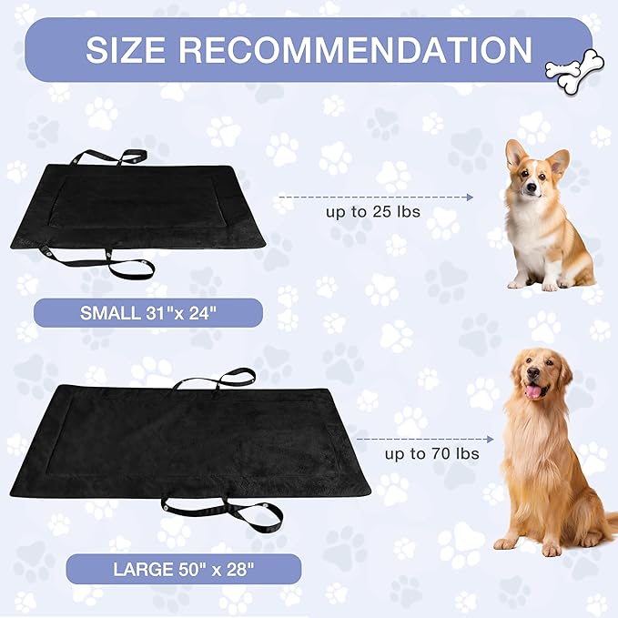 Kritter Planet Waterproof Foldable Dog Bed Pad for Camping & Travel, Portable Roll-Up Dog Bed Car Seat Pet Cushion Mat with Handles for Small & Medium Dogs, Indoor & Outdoor Use