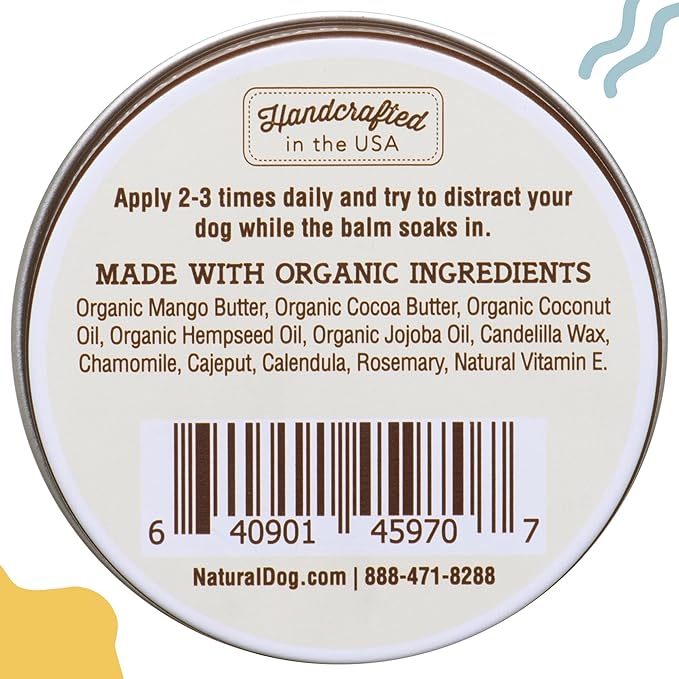 Natural Dog Company Paw Soother Balm & Wax for Dogs 4 oz Tin – Organic Moisturizing Relief for Dry, Cracked Paws, Lick - Safe–Repairs & Heals–Protects Against Extreme Weather – Coconut Oil & Vitamin E