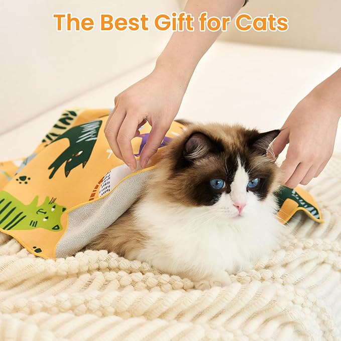 Cat Wrap for Cutting Nails,Cat Wrap for Grooming,Self-Adherent Soft Cat Blanket,Anti-Scratch Anti-Escape Multifunctional Cat Grooming Bag Pet Tool(27.6" X27.6",Within 23.57lbs)