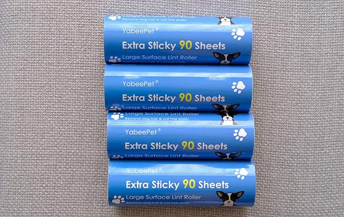 Extreme Sticky Large Surface Lint Roller, 6.3'' Giant Pet Hair Remover Roller for Pet Dog Cat Hair, Clothes&Furniture Cleaning, 90 Sheets (4 Refills)