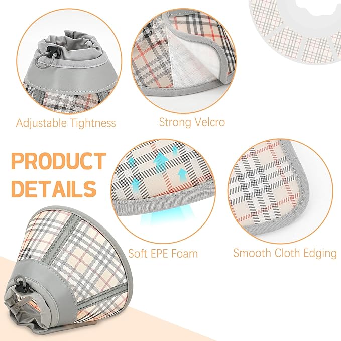 Cat Cone Collar Soft, Cat Recovery Collar for Large Medium Small Cats Kittens, Pet Cone Alternative After Surgery