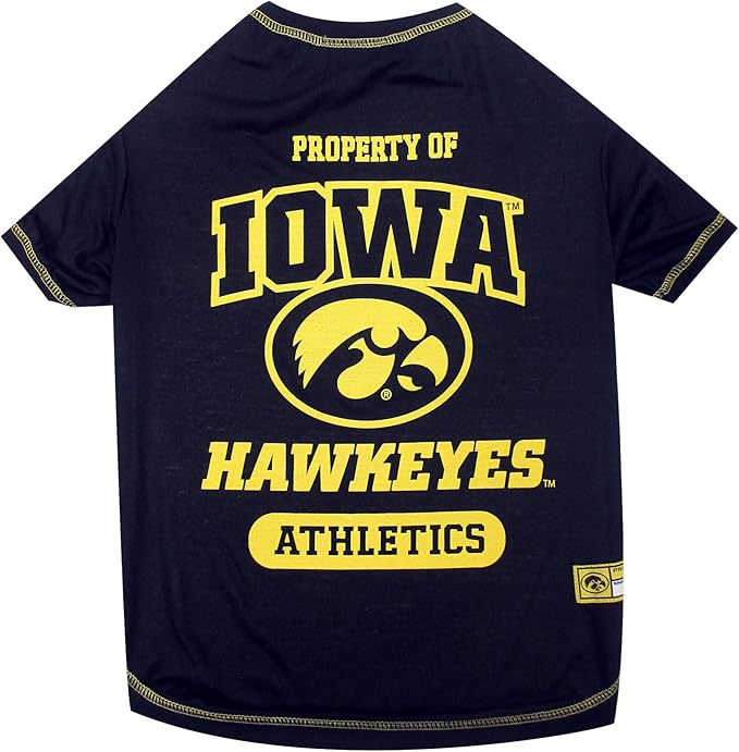 Pets First Collegiate IOWA HAWKEYES Dog T-Shirt, Large. - Licensed Shirt for Pets Team Colored with Team Logos.- Premium Stretchable Materials for the Comfrot of your Dog & Cat.