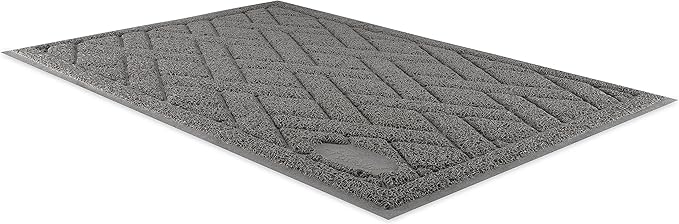 Pawkin Cat Litter Mat, Patented Design with Litter Lock Mesh, Extra Large, Durable, Easy to Clean, Soft, Fits Under Litter Box, Litter Free Floors, Gray