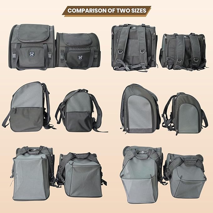 Lollimeow Expandable Cat Carrier Backpack for Large Cats - Airline Approved Pet Carrier Backpack for Small Dogs, Hiking & Travel, Waterproof with Breathable Mesh, 14lbs Capacity (Dark Grey, Standard)