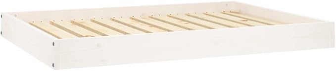 Solid Pine Wood Elevated Dog Bed White Medium Size 40.0 Inches Long 29.1 Inches Wide for Pets