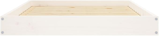 Solid Pine Wood Elevated Dog Bed White Medium Size 40.0 Inches Long 29.1 Inches Wide for Pets