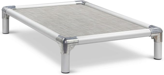 Kuranda Chewproof Elevated Pet Bed - Silver Aluminum - 35" x 23" - Sunsure Textilene - Birch