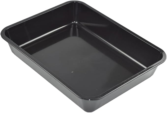 OMEM Reptile Drinking Tray - Large Water Dish Plastics Plate for Turtles, Small Reptiles, Ball Pythons, Lizards, and Snake Cages Bowl (L=35.4 x 5.3 x 26.3cm, Black)