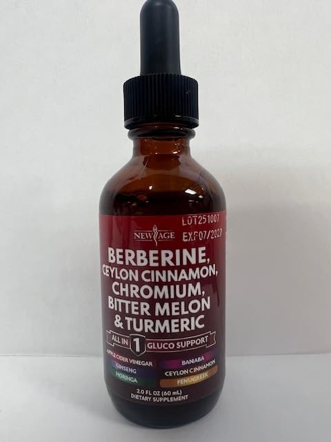 Berberine with Ceylon Cinnamon Supplement Liquid Drops + Bitter Melon Extract, Glucomannan, Gymnema, Chromium, Turmeric, Panax Ginseng, Moringa- 8 OZ