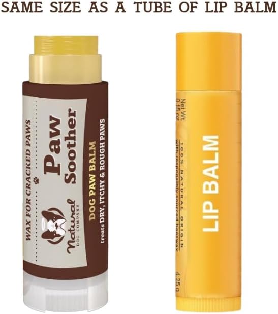 Natural Dog Company Paw Soother Balm for Dogs 0.15 oz Stick, Organic Soothing & Moisturizing Relief for Dry, Cracked Paws, Winter Healing Relief, Gentle & Lick-Safe