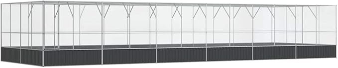 Steel Aviary with Extension, Large Bird Cage with Lockable Door, Aviary Spacious and Versatile Cage Ideal for Parakeets, Parrots, Lovebirds, Cockatiels, Pigeons, 490.6"x163"x83.5",-291