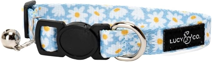 Lucy & Co. Simply Splendid Breakaway Cat Collar with Bell – Designer Print Adjustable Safety Collar for Cats, Kittens & Small Dogs, Lightweight Pet Collar for Boy & Girl Cats – Large