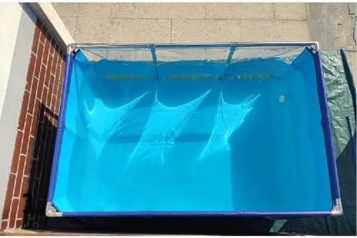 Flexible PVC Fish Breeding Water Tank with Steel Frame - Aquatic Pets Pool for Backyard, Clear Viewing Window, Easy Assembly, 50x40x30cm