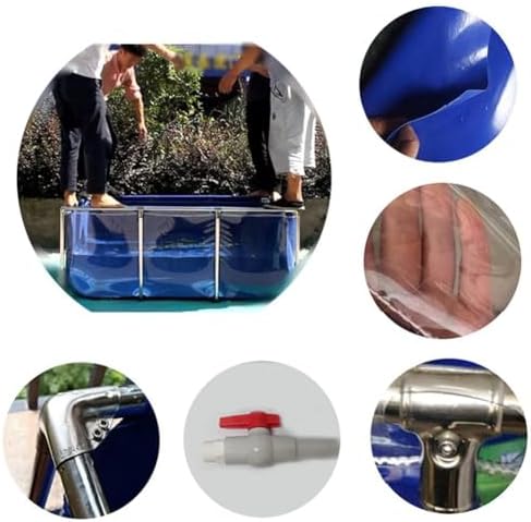 Flexible PVC Fish Breeding Water Tank with Steel Frame - Aquatic Pets Pool for Backyard, Clear Viewing Window, Easy Assembly, 50x40x30cm