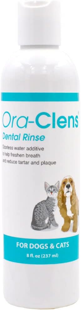 Ora-Clens Dental Rinse for Dogs & Cats - Cleans Teeth, Freshens Breath - Antimicrobial - 8 fl oz
