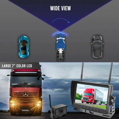 FalconEye Electronics 2nd Generation 200-300Ft Wireless Range Backup Camera for Trucks, Fleets. HD, 7inch LCD (4 Cam System)